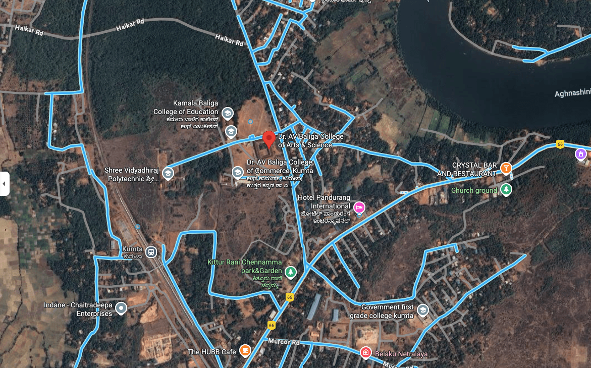 Map showing Dr. A.V. Baliga Arts and Science College in Kumta